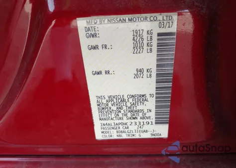 2017 Nissan Altima 2.5 S from USA, damaged, VIN 1N4AL3AP0HC233191